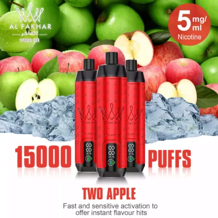 2025 Bestseller AL FAKHAR 15000 Züge F18S Einweg E-Zigarette mit 600 mAh Akku und 5 mgml Nikotin – Doppelapfel Geschmack (4)