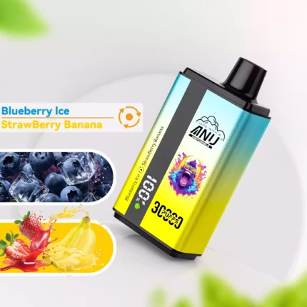 2025 Hot ANU 30000 Züge Doppelter Geschmack Einweg E-Zigarette wiederaufladbar 0 % 2 % 5 % Nikotingehalt Europäisches Lager 5-7 Tage schneller Versand — Blaubeere Eis & Erdbeere und Banane Flavours