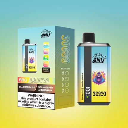 2025 Hot ANU 30000 Züge Doppelter Geschmack Einweg E-Zigarette wiederaufladbar 0 % 2 % 5 % Nikotingehalt Europäisches Lager 5-7 Tage schneller Versand — Blaubeere Eis & Erdbeere und Banane Flavours