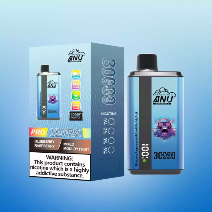 2025 Hot Vape ANU 30000 Züge Doppelter Geschmack Einweg E-Zigarette Wiederaufladbar 0 % 2 % 5 % Niedriger Nikotingehalt 5-7 Tage Schneller Versand – Blaubeere Himbeere & Gemischte Schimmelfrüchte Schmecken 2