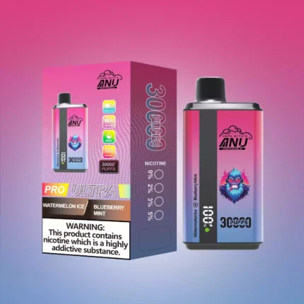 ANU 30000 Züge Doppelter Geschmack Einweg E-Zigarette wiederaufladbar 0 % 2 % 5 % Nikotingehalt Lieferung in 5 bis 7 Tagen Bestseller 2025 —Wassermelone Eis & Blaubeere Minze Flavours