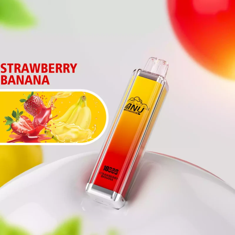 ANU Crystal 10000 Züge Einweg E-Zigarette Der günstigste Preis mit 18 ml E-Liquid und Mesh Coil 0.8 Ohm — Erdbeere Banane Flavours 1