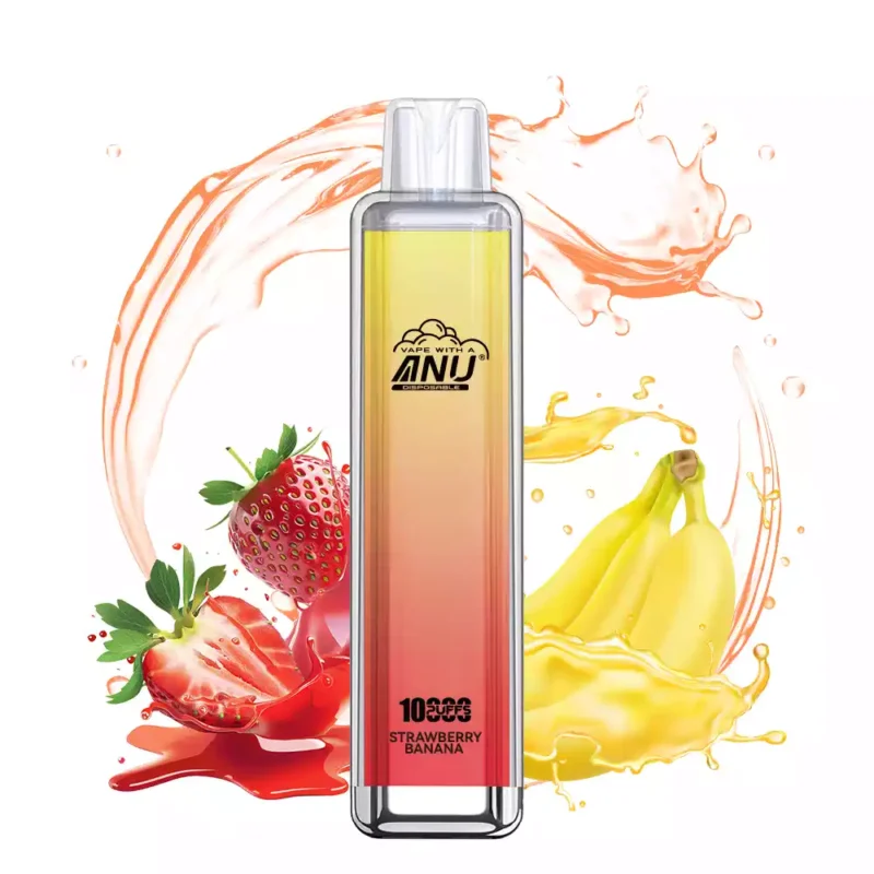ANU Crystal 10000 Züge Einweg E-Zigarette Der günstigste Preis mit 18 ml E-Liquid und Mesh Coil 0.8 Ohm — Erdbeere Banane Flavours 2