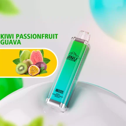 ANU Crystal 10000 Züge Einweg E-Zigarette Der günstigste Preis mit Mesh Coil 0.8 Ohm und 650 mAh Akku — Kiwi Passionsfrucht Guave Flavours 1