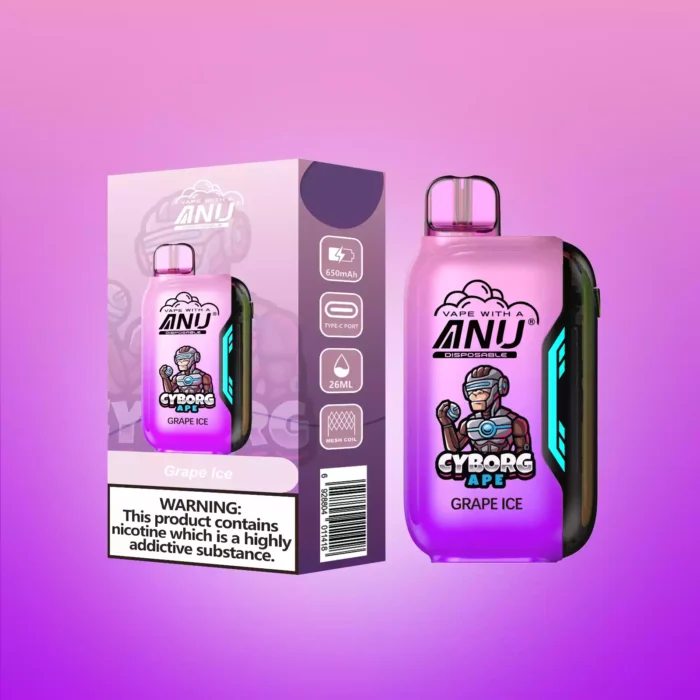 ANU Vista 30000 Züge Einweg E-Zigarette Der günstigste Preis und Typ-C Wiederaufladung mit Nikotin 0 % 2 % 3 % 5 % und 22 ml E-Liquid— Traube Eis Flavours 1