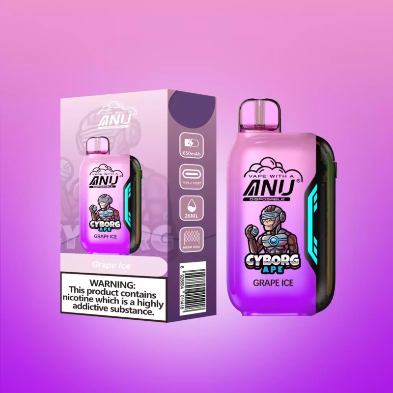 ANU Vista 30000 Züge Einweg E-Zigarette Der günstigste Preis und Typ-C Wiederaufladung mit Nikotin 0 % 2 % 3 % 5 % und 22 ml E-Liquid— Traube Eis Flavours 1