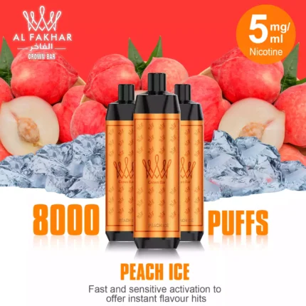 Bestseller 2025 AL FAKHAR 8000 Züge F18 Einweg E-Zigarette 600 mAh Akku und 18 ml E-Liquid – Pfirsich Eis Geschmack (1)