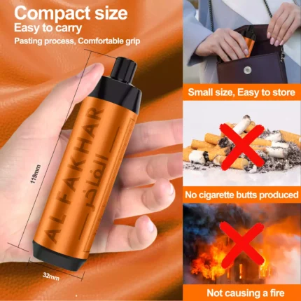 Bestseller 2025 AL FAKHAR 8000 Züge F18 Einweg E-Zigarette 600 mAh Akku und 18 ml E-Liquid – Pfirsich Eis Geschmack (3)
