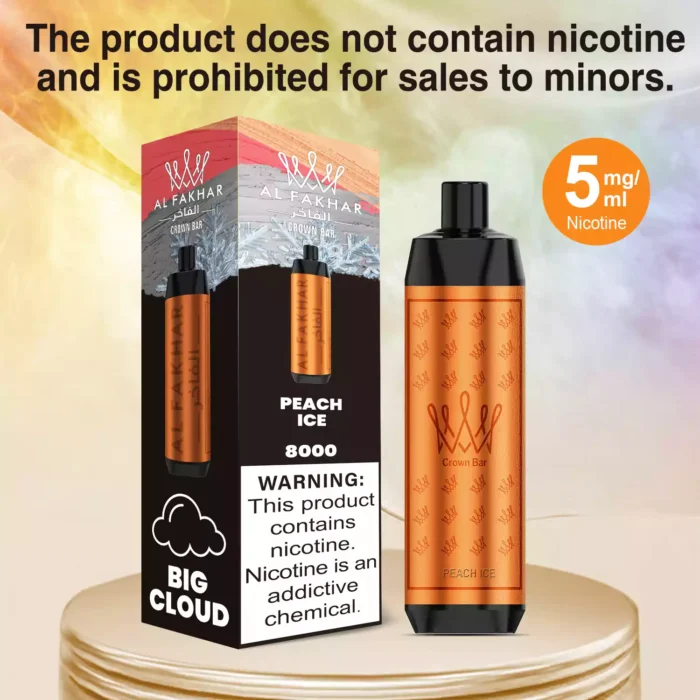 Bestseller 2025 AL FAKHAR 8000 Züge F18 Einweg E-Zigarette 600 mAh Akku und 18 ml E-Liquid – Pfirsich Eis Geschmack (5)