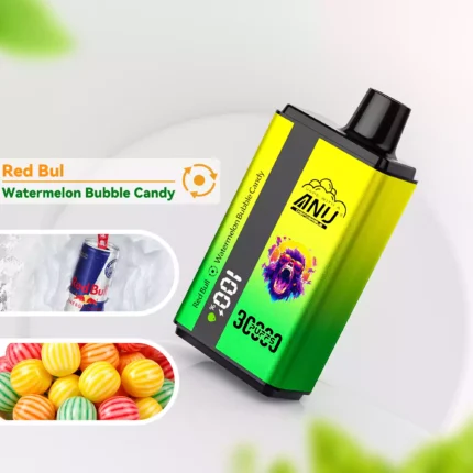 Der günstigste ANU 30000 Züge Doppelter Geschmack Einweg E-Zigarette wiederaufladbar 0 % 2 % 3% 5% Nikotingehalt Lieferung in 5 bis 7 Tagen Bestseller 2025 — Red Bull & Wassermelone Bonbon Flavours 2