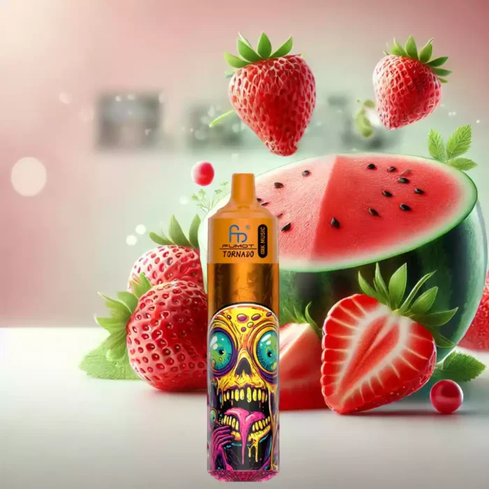 Die günstigste RandM Fumot Tornado 30000 Züge Einweg E-Zigarette mit 0 % 2 % 3 % 5% Nikotin und 600 mAh Akku — Erdbeere Wassermelone