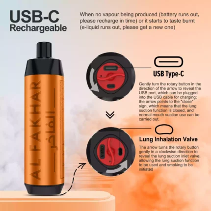 Einzeln erhältlich AL FAKHAR 15000 Züge F18S Einweg E-Zigarette mit 22 ml E-Liquid und 0.5 % Nikotin – Pfirsich Eis Geschmack (2)