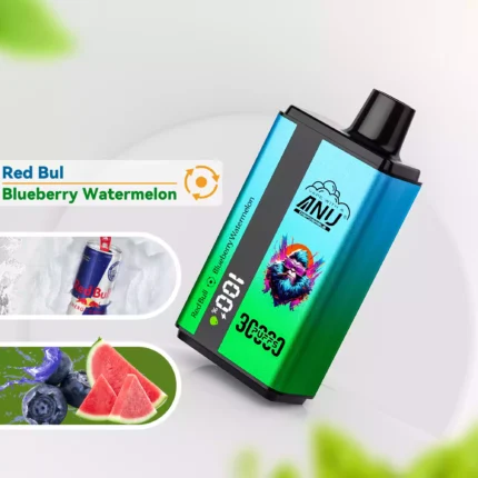 Einzelverkauf ANU 30000 Züge Doppelter Geschmack Einweg E-Zigarette wiederaufladbar 0 % 2 % 3% 5% Nikotingehalt Lieferung in 5 bis 7 Tagen Bestseller 2025 — Red Bull & Blaubeere Wassermelone Flavours