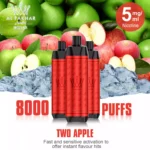 Einzelverkauf der AL FAKHAR 8000 Züge F18 Einweg E-Zigarette mit 0.5 % Nikotin 600 mAh Akku und 18 ml E-Liquid – Doppelapfel Geschmack (3)