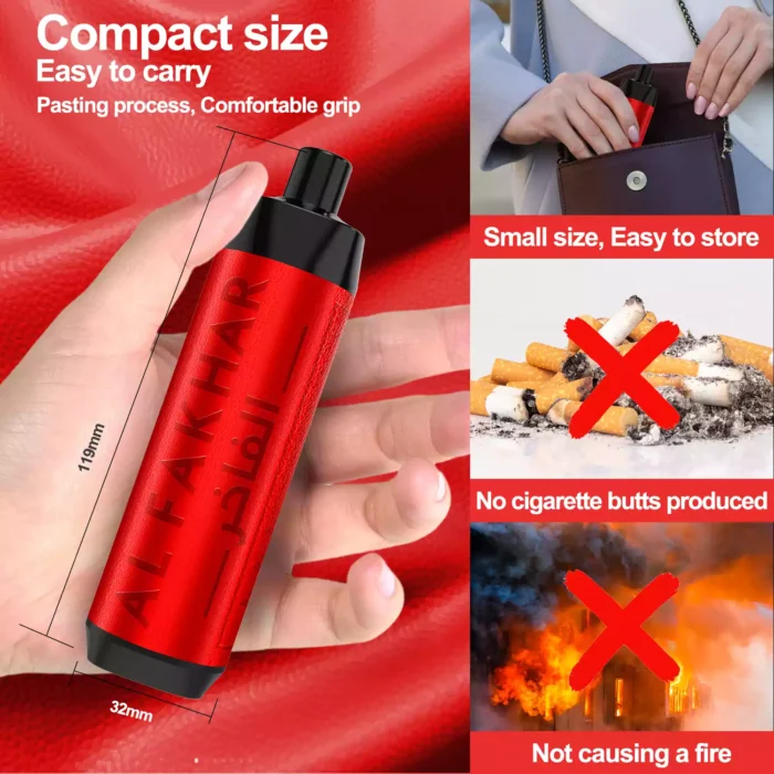 Einzelverkauf der AL FAKHAR 8000 Züge F18 Einweg E-Zigarette mit 0.5 % Nikotin 600 mAh Akku und 18 ml E-Liquid – Doppelapfel Geschmack (4)