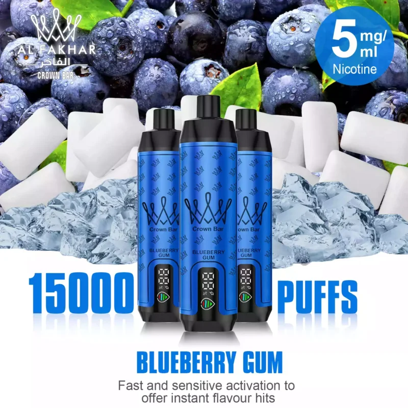 Einzelverkauf möglich AL FAKHAR 15000 Züge F18S Einweg E-Zigarette mit 600 mAh Akku und 5 mgml Nikotin – Blaubeere Kaugummi Geschmack (5)