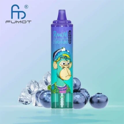 Günstigste RandM Tornado 15000 Züge Einweg E-Zigarette 25 ml E-Liquid mit Mesh Coil und RGB-Design — Blaubeere auf Eis (2)